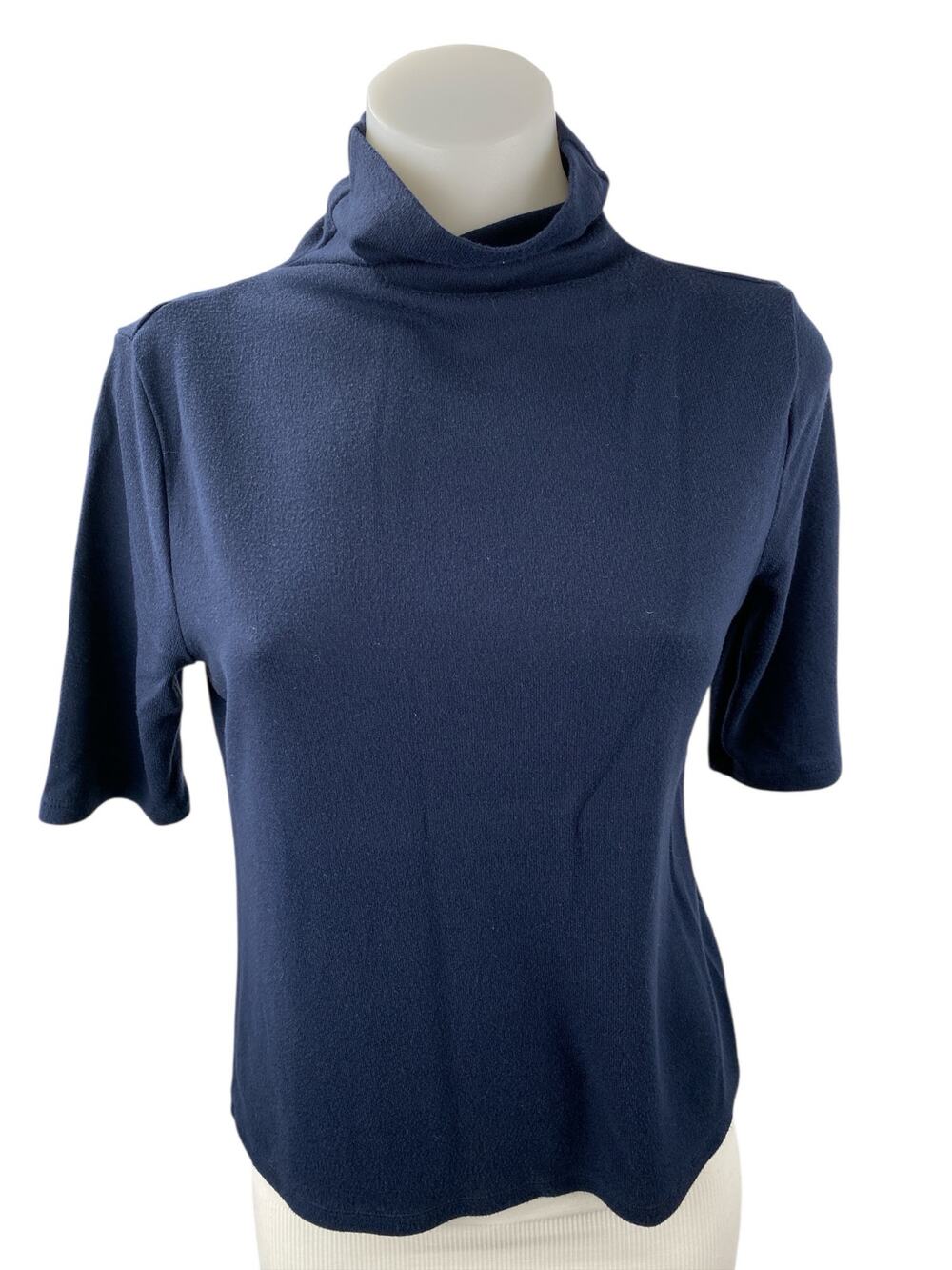 Banana Republic Soft Luxe Women's Blue Turtleneck Half Sleeve Shirt Top Size M